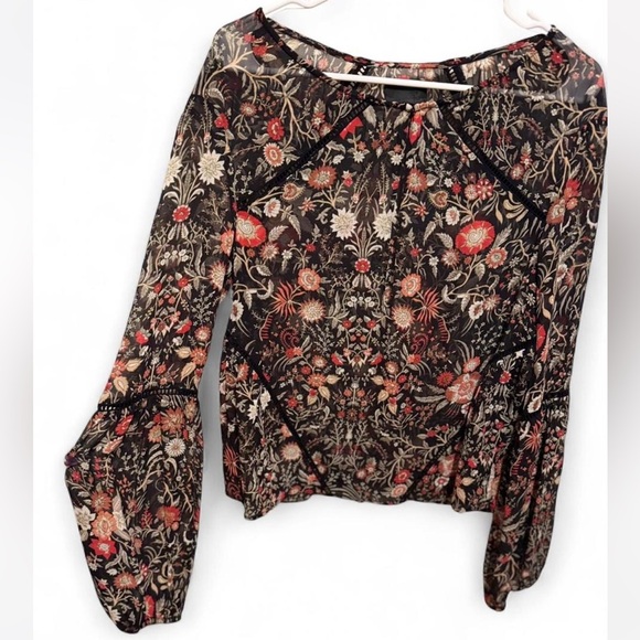 Intermix Floral Silk Deep Keyhole Women’s Blouse - Picture 8 of 9